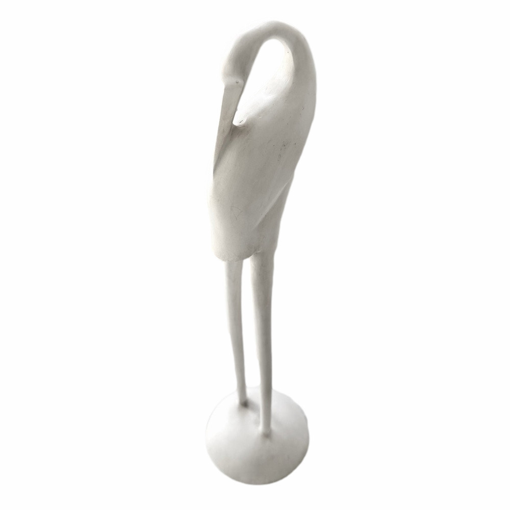 Heron Sculpture Modern Resin White Stylized Decor Art MCM Sleek Bird